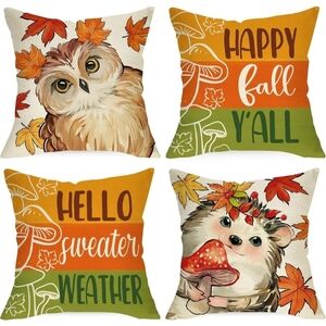 Set Of 4 Happy Fall Pillow Covers